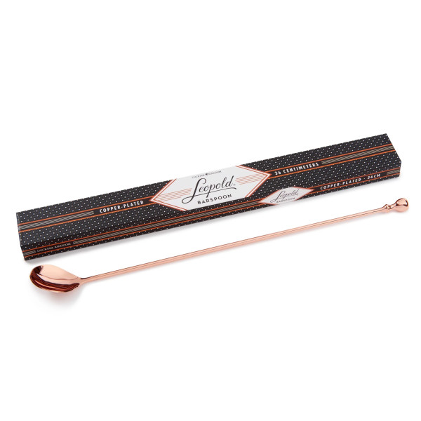 YINOX Cuillère à Mélanger En Cuivre Pur 25,4 Cm - Tige Agitation Rouge Pour Café, Cocktails, Desserts (1 Pièce)