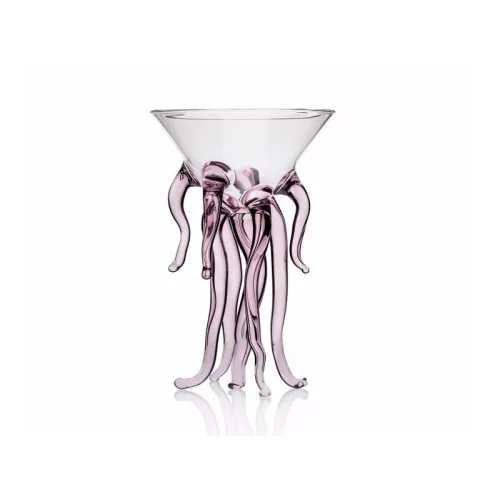 Verre Big Méduse Rose 100%Chef – Design unique soufflé à la main | La Boutique du Barman