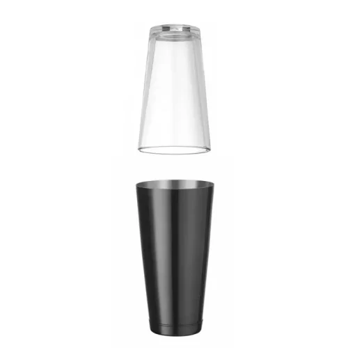 Coctelera Boston BarUp de acero inoxidable negra con peso | La Tienda del Bartender