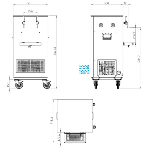 Refribier D3015 2 tirages 295 L/h inox | La Boutique du Barman Refribier D3015 2 tirages 295 L/h inox | La Boutique du Barman