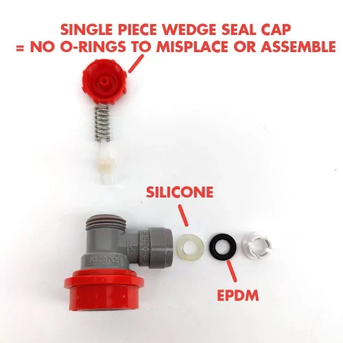 Conector de gas Duotight de 8 mm (5/16") con bloqueo de bola, gris/rojo | The Bartender's Shop